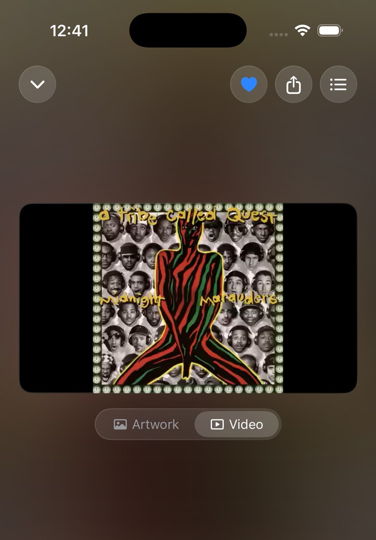 The same track switched to video, playing the music video in place.